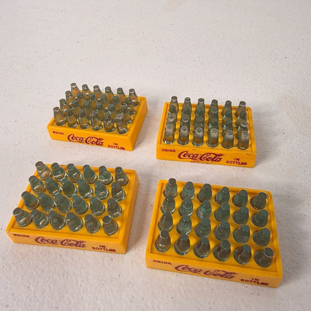 Lot of 4 Vintage Mini Coca Cola Bottle Crates w/ Glass Bottles Dollhouse Coke - Picture 4 of 6